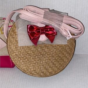 Juicy Couture Round Straw Crossbody Purse w/ Pink Patent Bow - Bows Before Beaus
